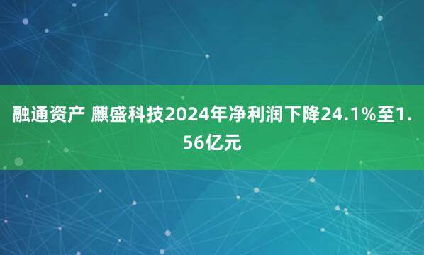 融通资产 麒盛科技2024年净利润下降24.1%至1.56亿元