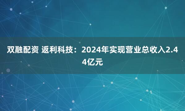 双融配资 返利科技：2024年实现营业总收入2.44亿元