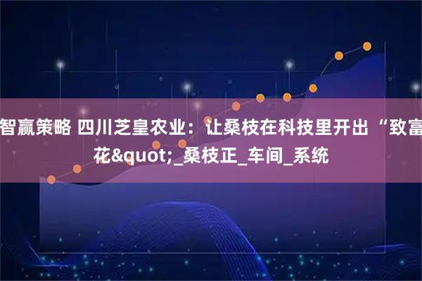 智赢策略 四川芝皇农业：让桑枝在科技里开出 “致富花"_桑枝正_车间_系统
